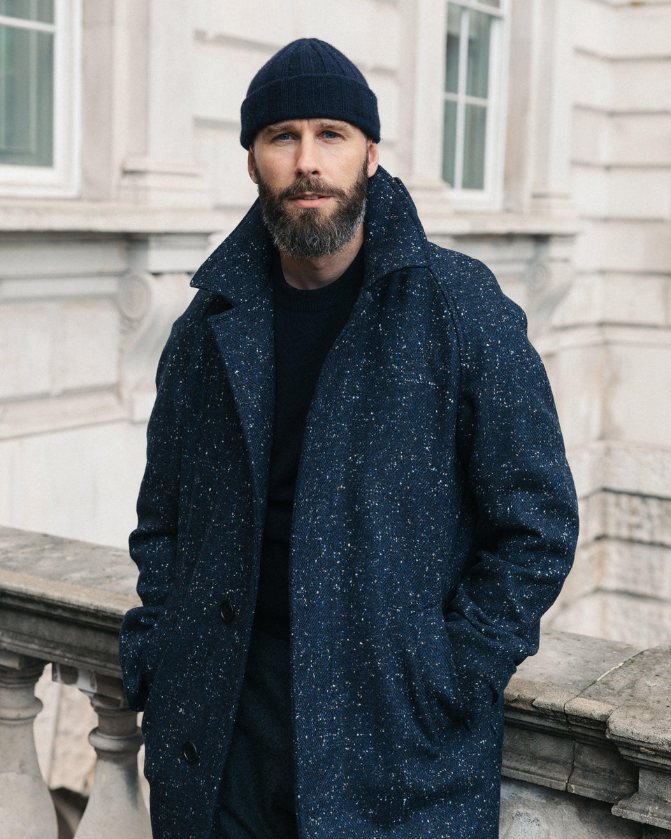 The Navy Permanent Style Donegal Overcoat – PrivateWhite V.C.