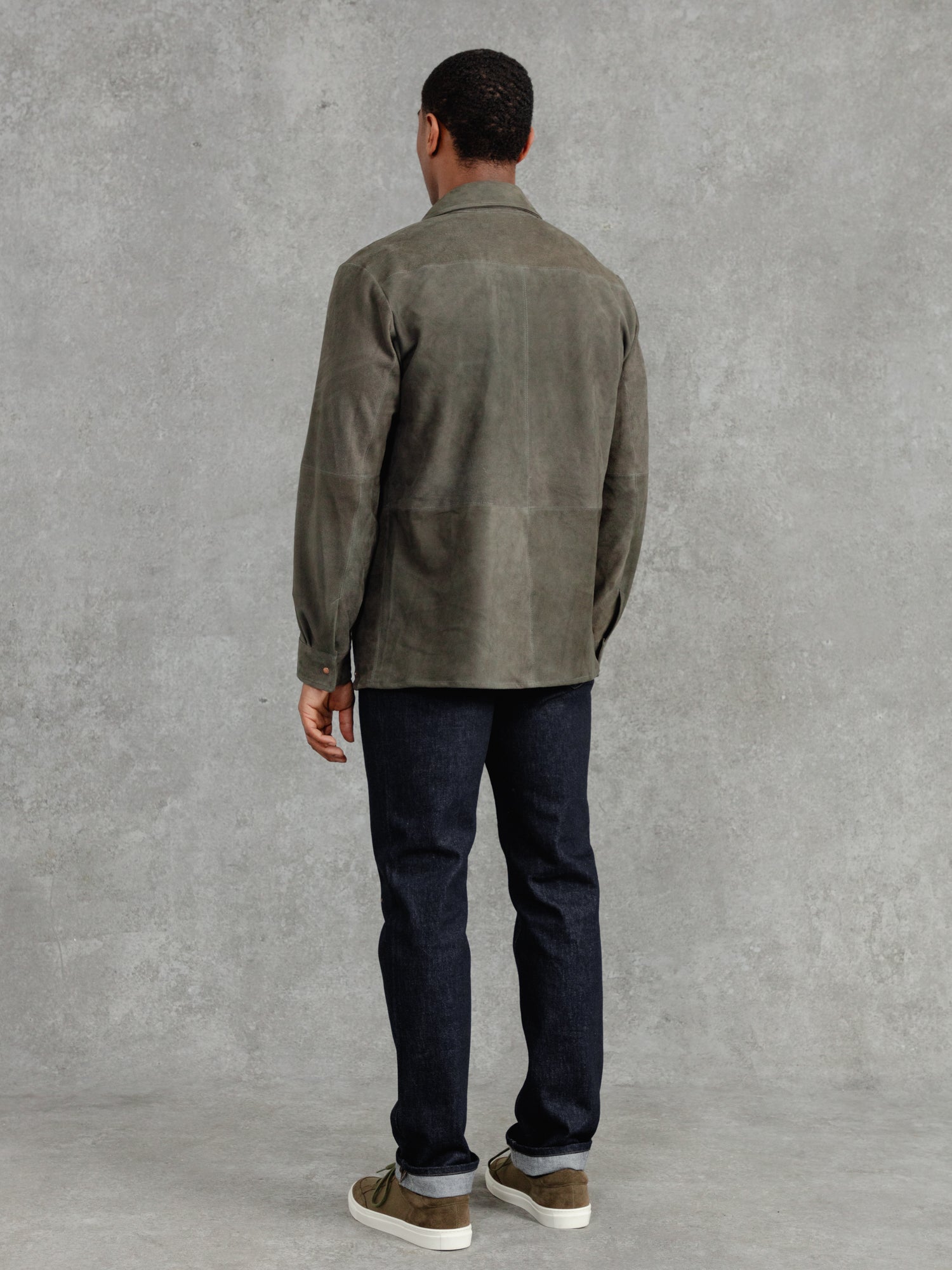 The Suede Studded Overshirt - Cobble Grey