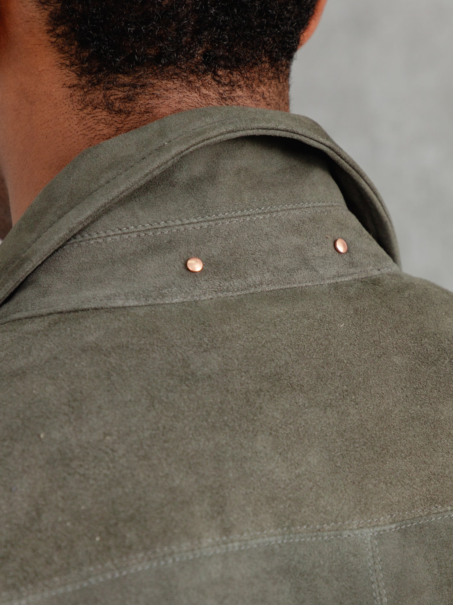 The Suede Studded Overshirt - Cobble Grey