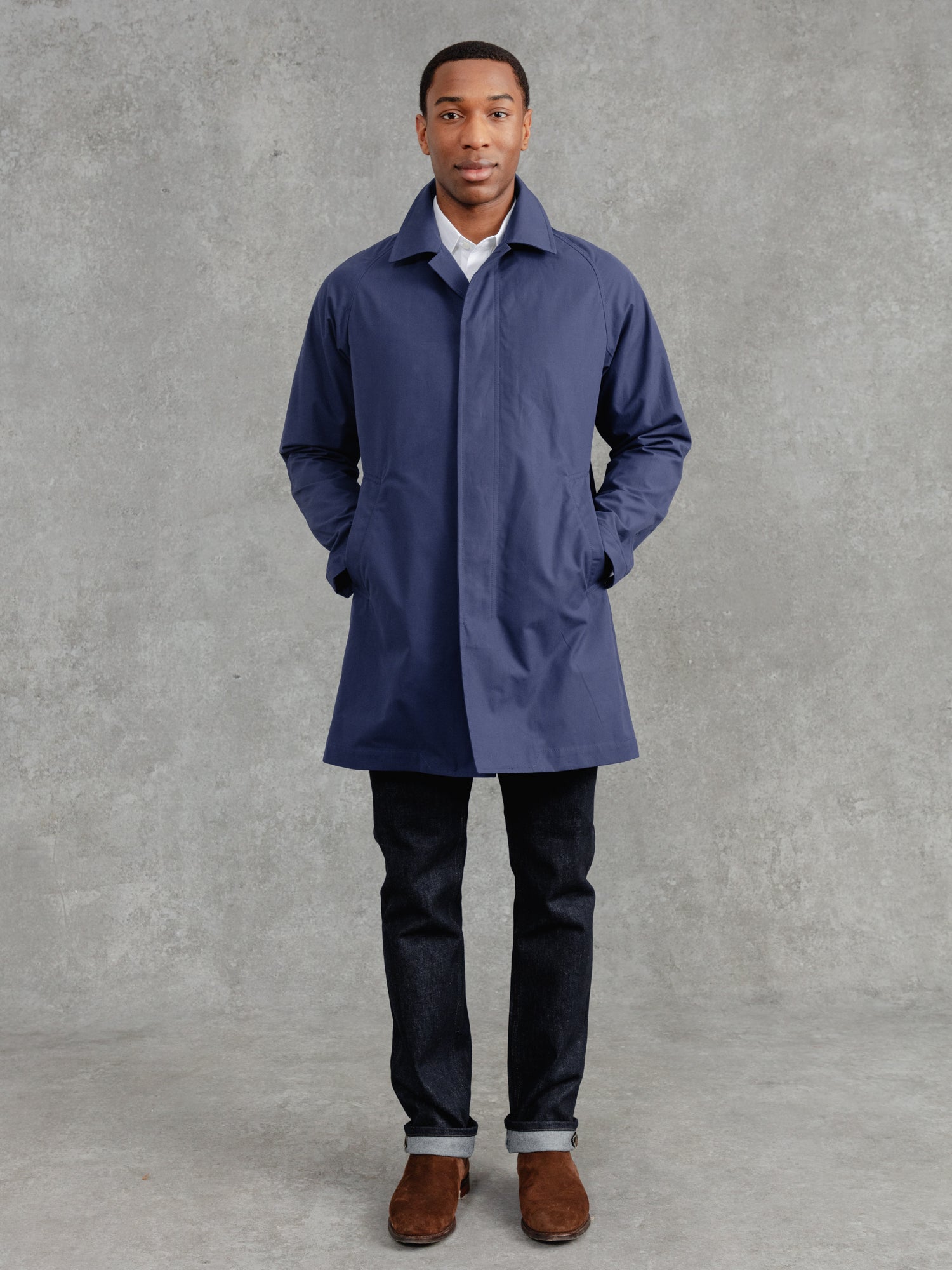 The Ventile Raglan Raincoat French Navy