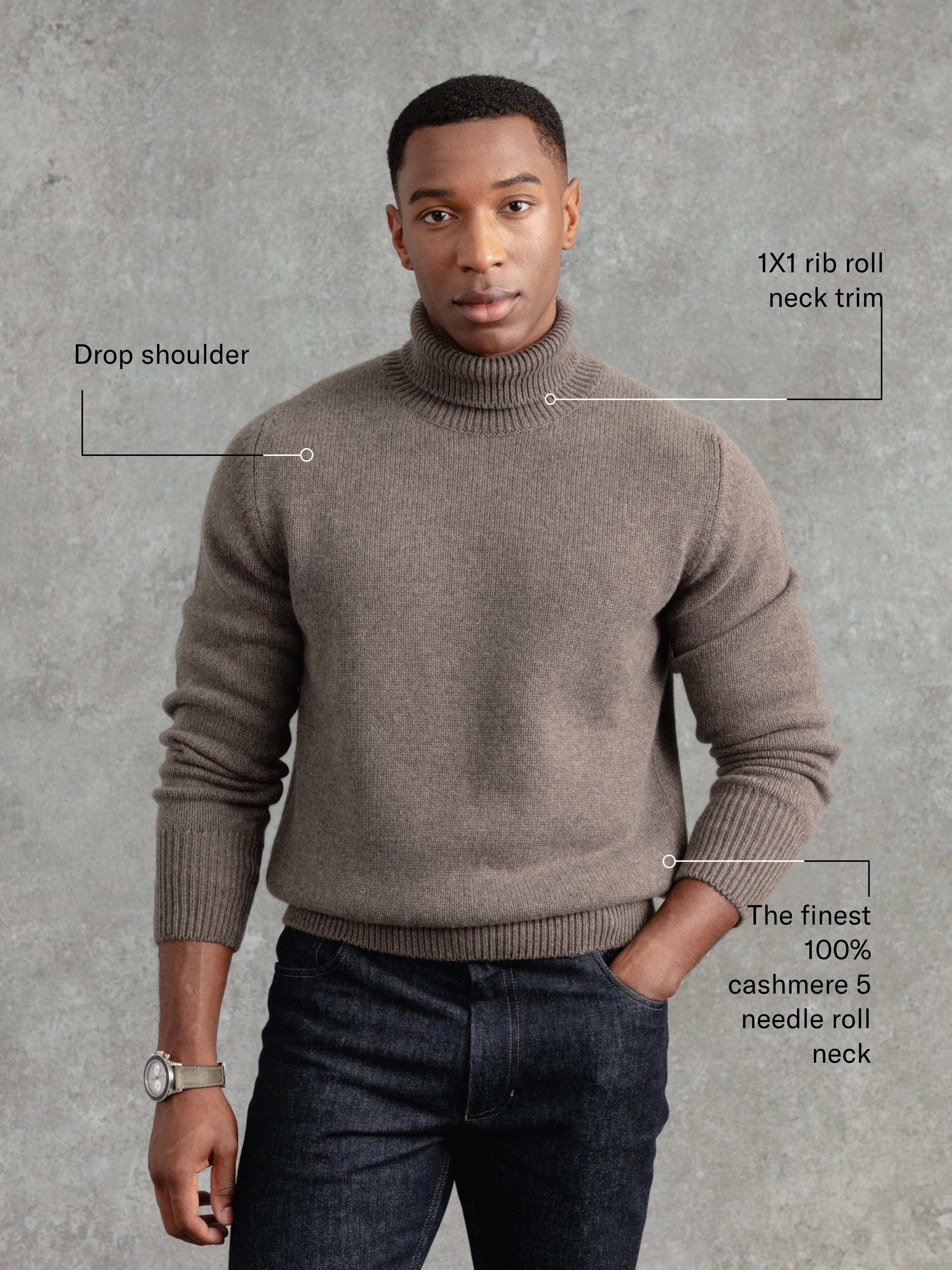 The Cashmere Submariner Rollneck - Dark Taupe