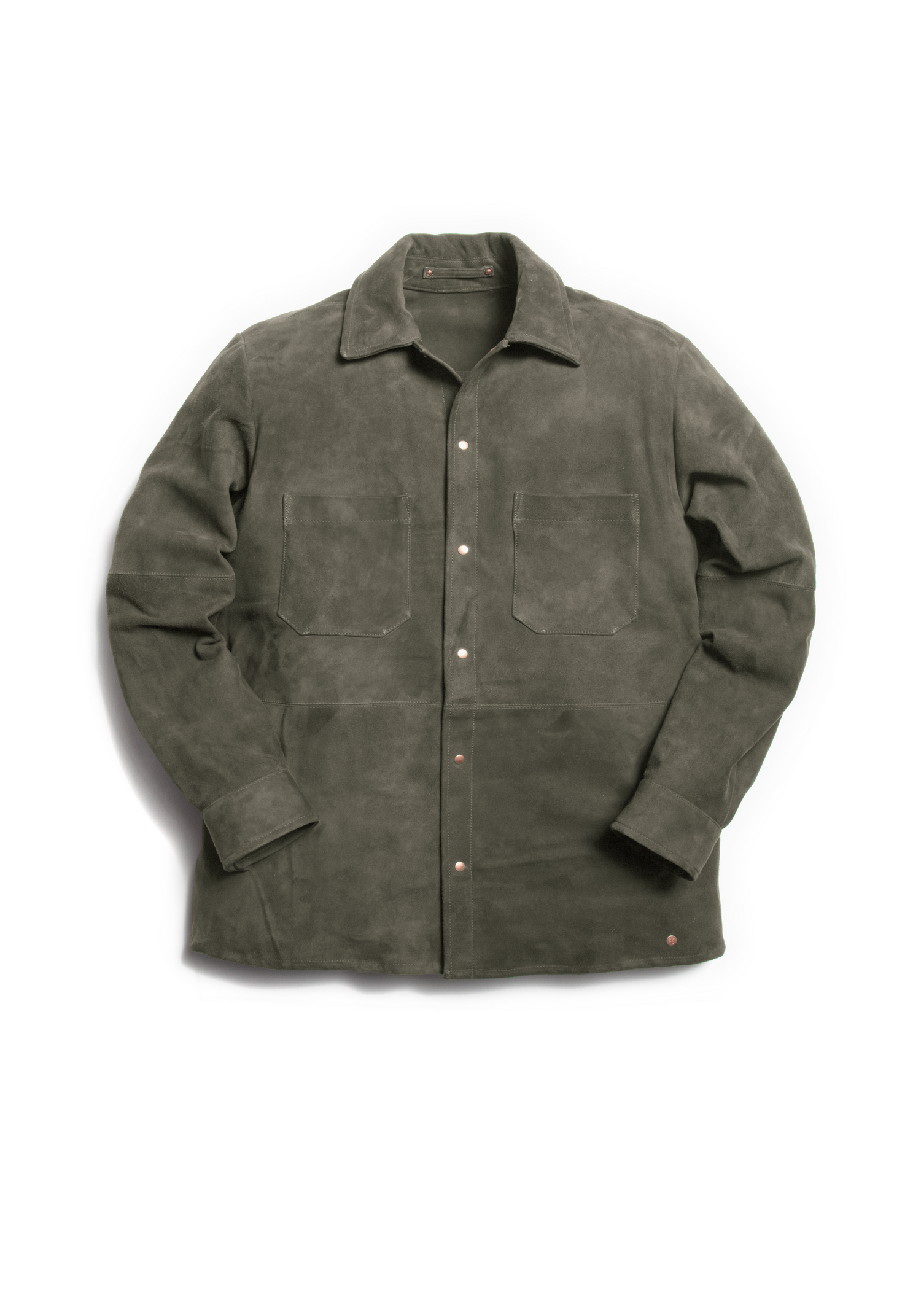 The Suede Studded Overshirt - Cobble Grey