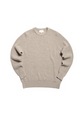 The Cashmere Raglan Crew Neck - Pebble