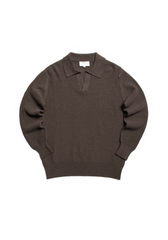 The Open Collar Cashmere Jumper - Bark