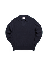 The Open Collar Cashmere Jumper - Ink